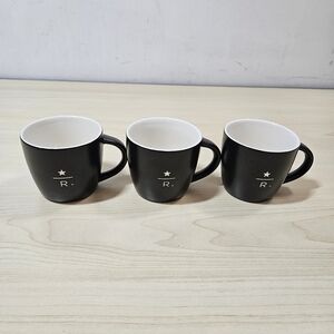 STARBUCKS RESERVE  2011 Demitasse Cups 3 oz Matte Black White (Set Of 3)